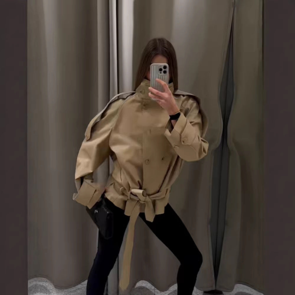 SHORT HIGH NECK TRENCH COAT