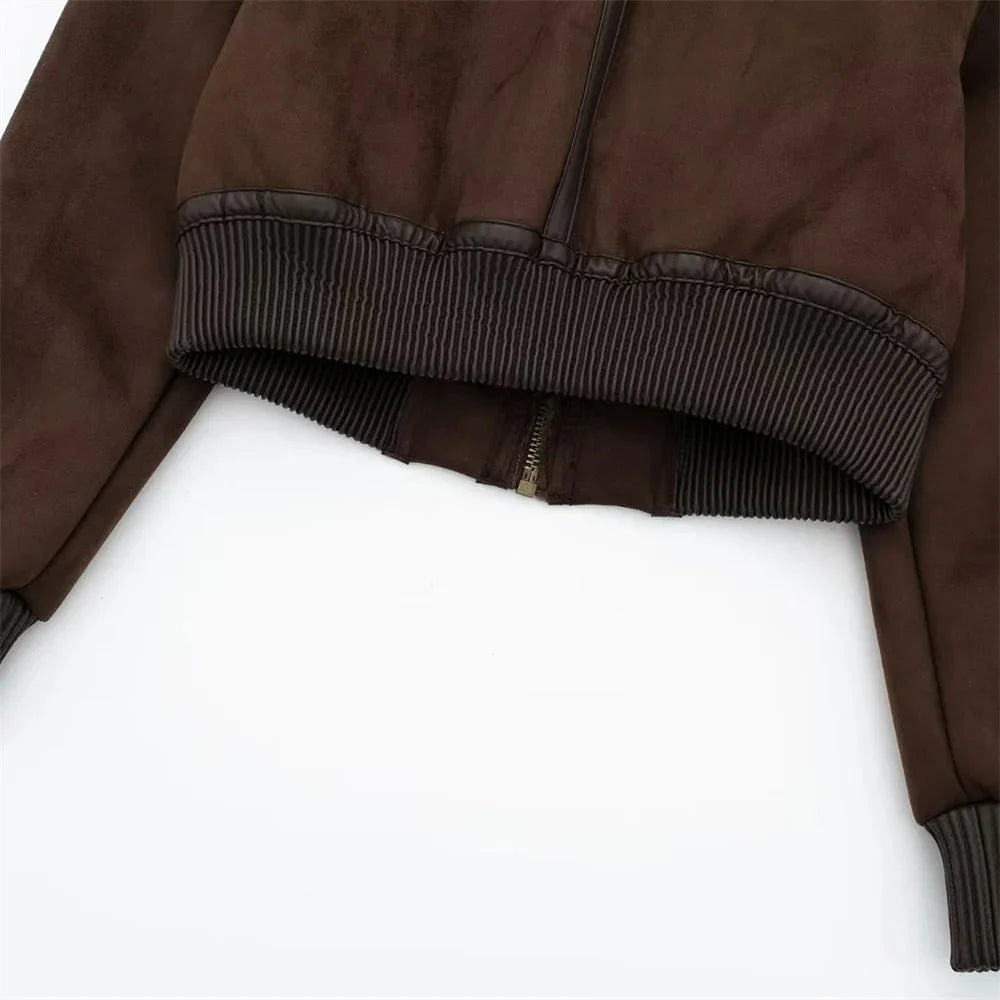 Esme Suede Short Bomber Jacket