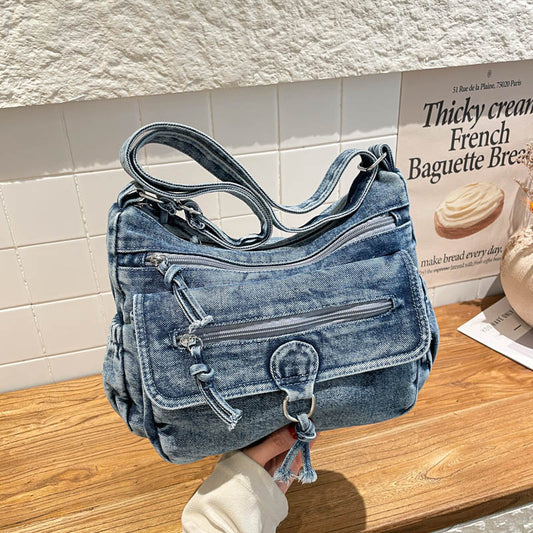 The "Urban Muse" Artisanal Distressed Denim Bag