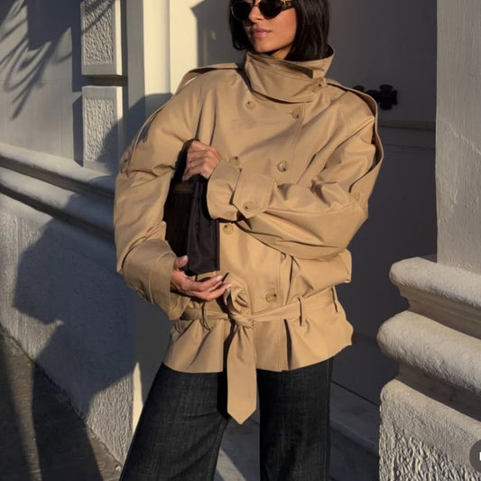 SHORT HIGH NECK TRENCH COAT