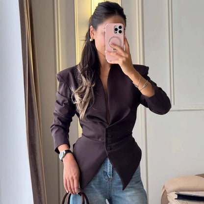 Tricia Structured Shoulder Cinched Blazer