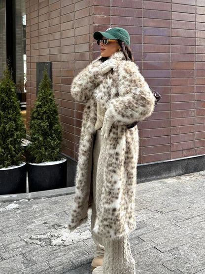 Leopard Muse Longline Faux Mink Coat – Cruelty-Free Luxury