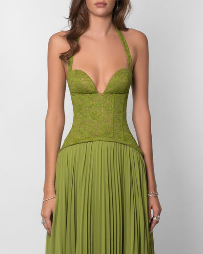 The Drape-Neck Sculpted Maxi Dress