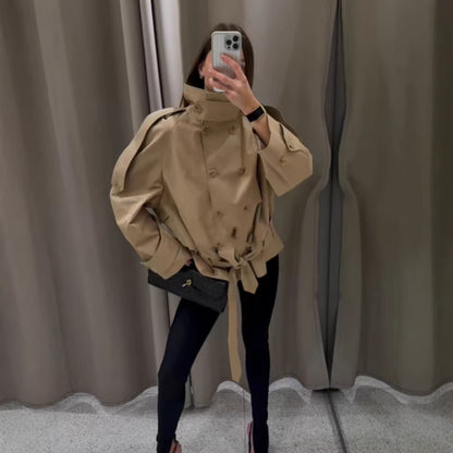 SHORT HIGH NECK TRENCH COAT