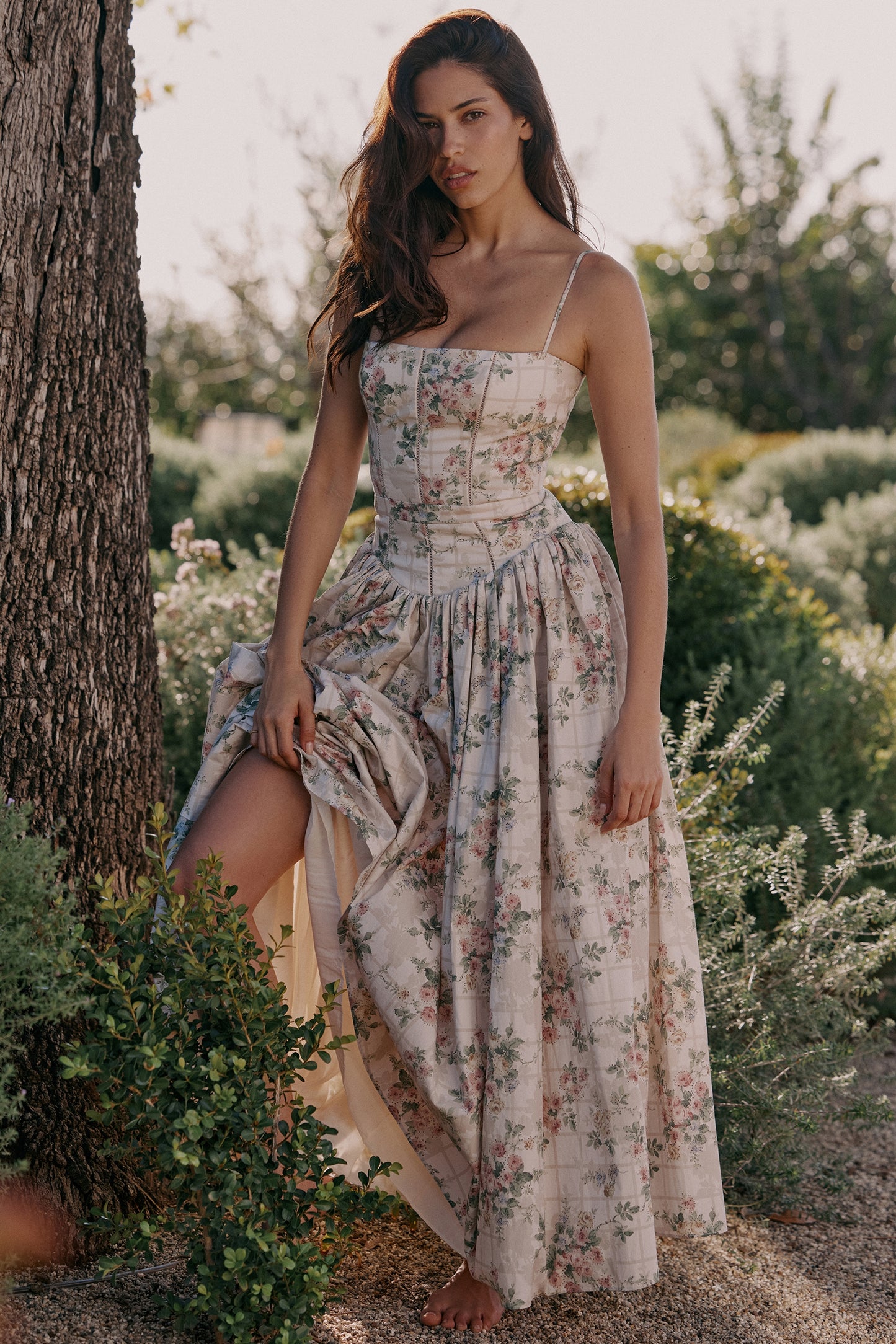 Ysabella print cotton midi sundress
