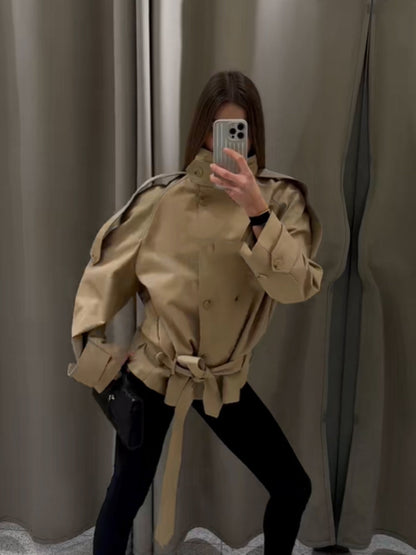 SHORT HIGH NECK TRENCH COAT