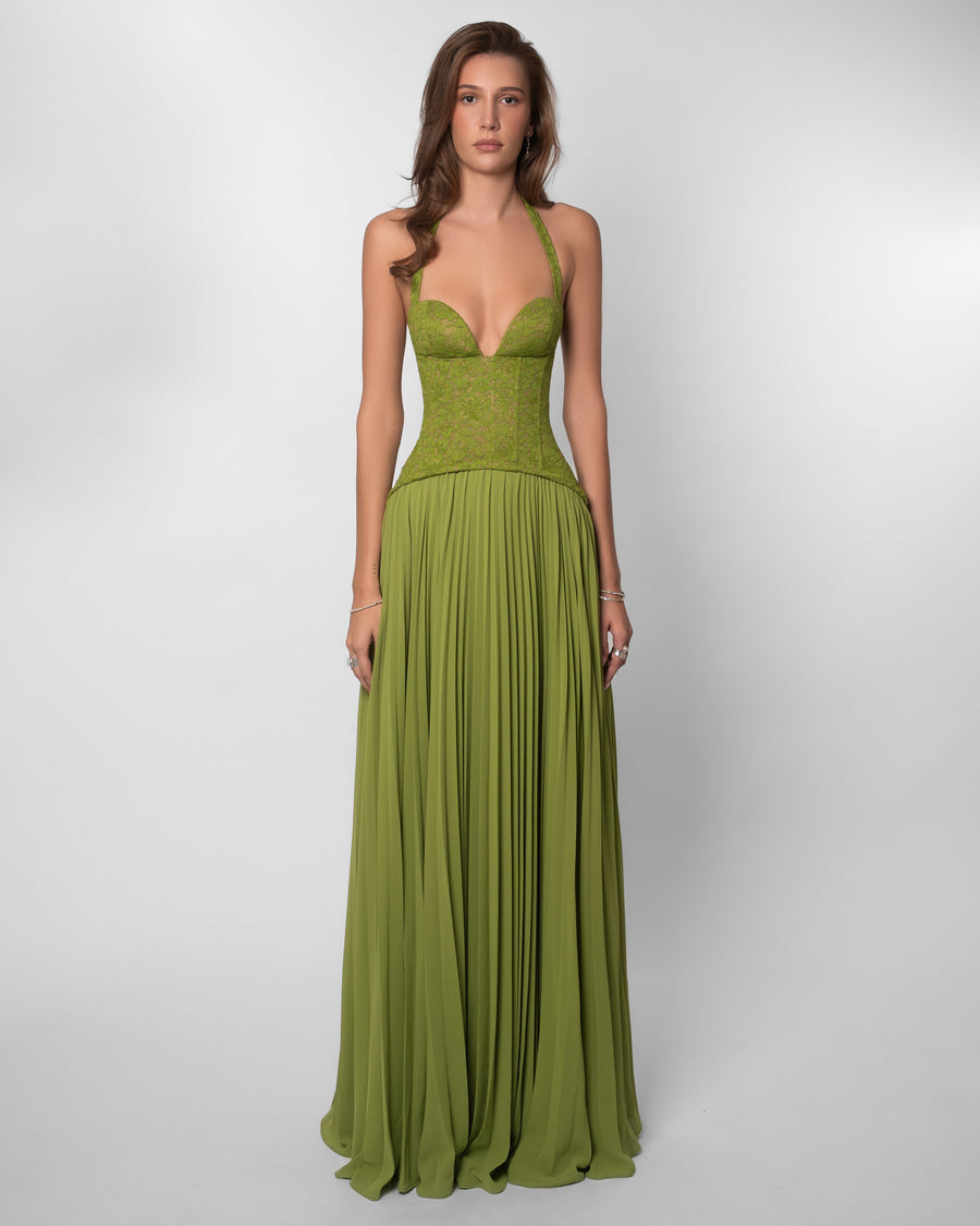The Drape-Neck Sculpted Maxi Dress