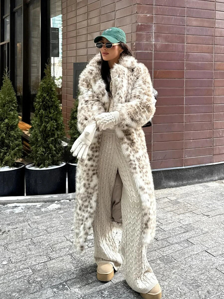 Leopard Muse Longline Faux Mink Coat – Cruelty-Free Luxury