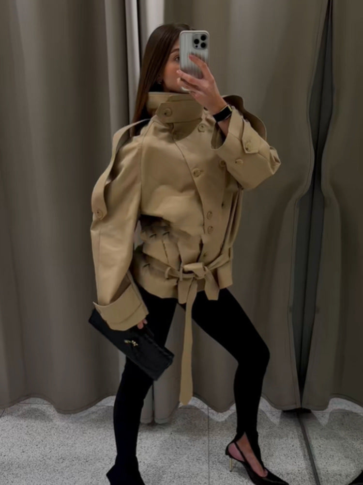 SHORT HIGH NECK TRENCH COAT
