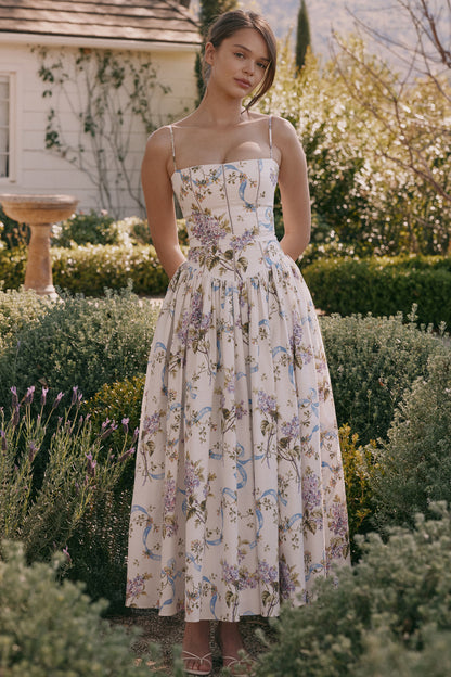 Ysabella print cotton midi sundress