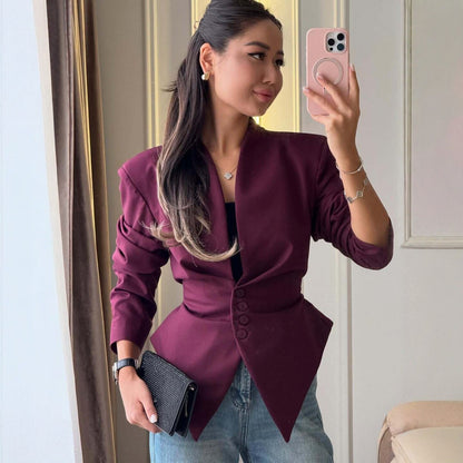 Tricia Structured Shoulder Cinched Blazer