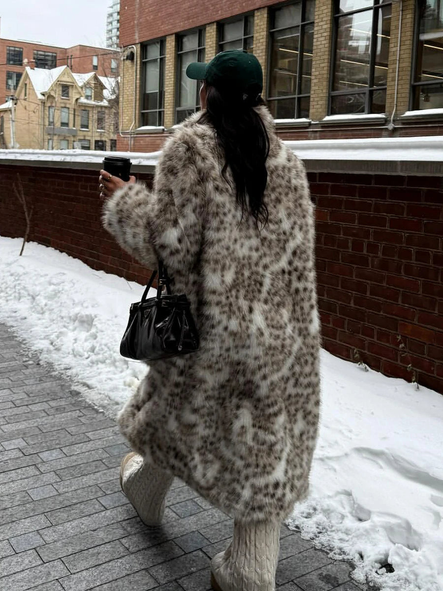 Leopard Muse Longline Faux Mink Coat – Cruelty-Free Luxury