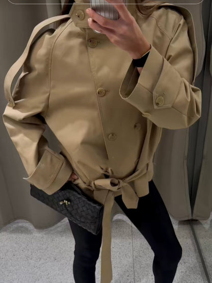 SHORT HIGH NECK TRENCH COAT