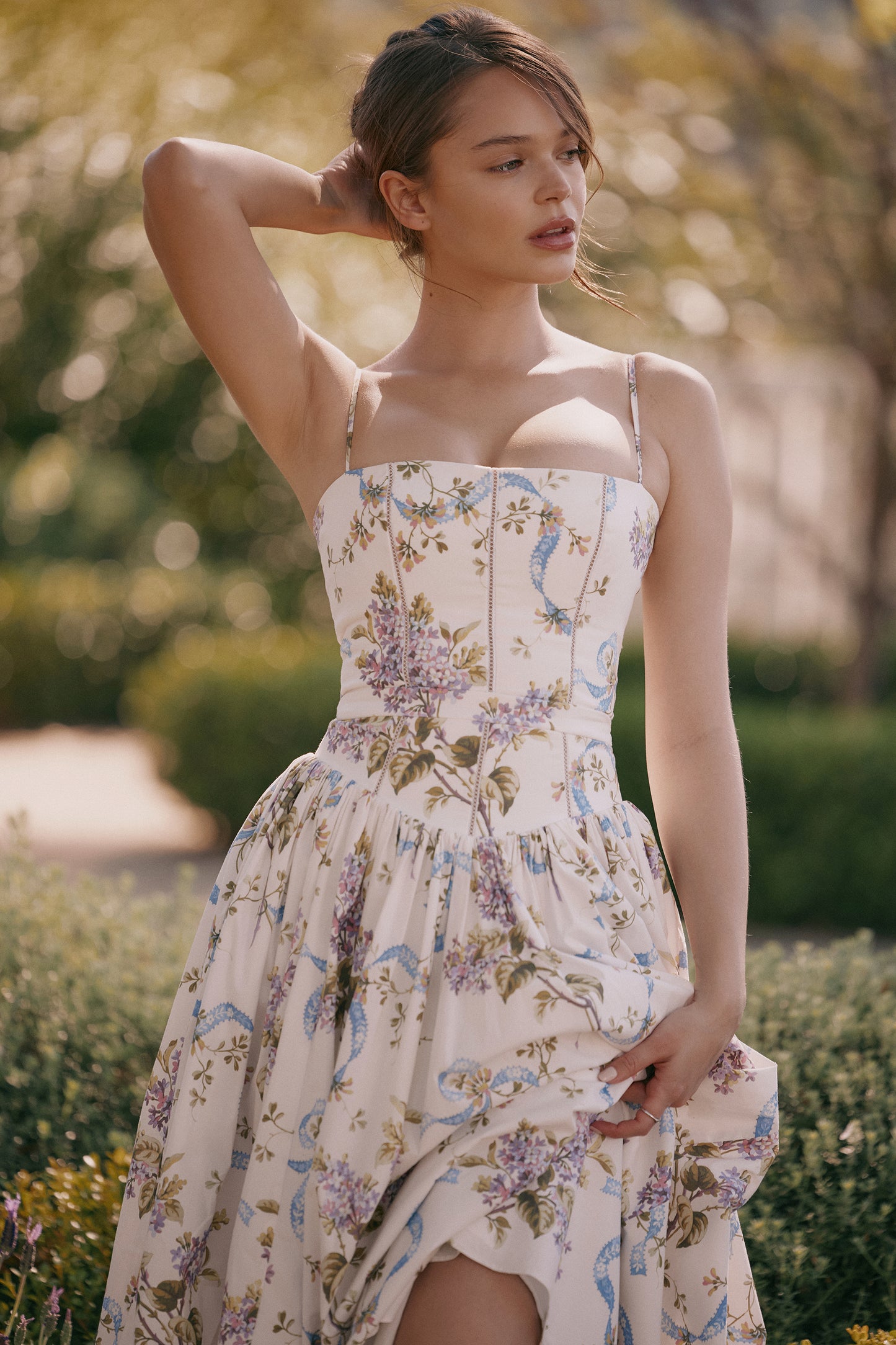 Ysabella print cotton midi sundress