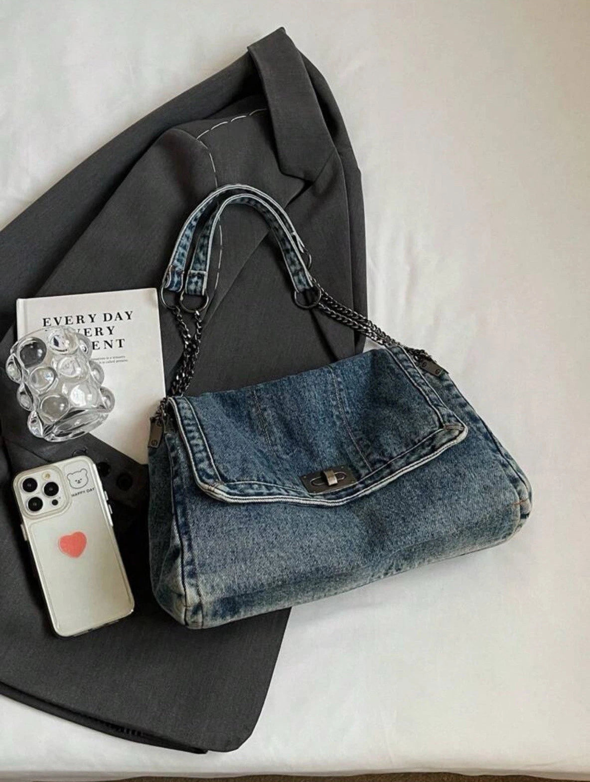 L'Essence Denim Chain Bag