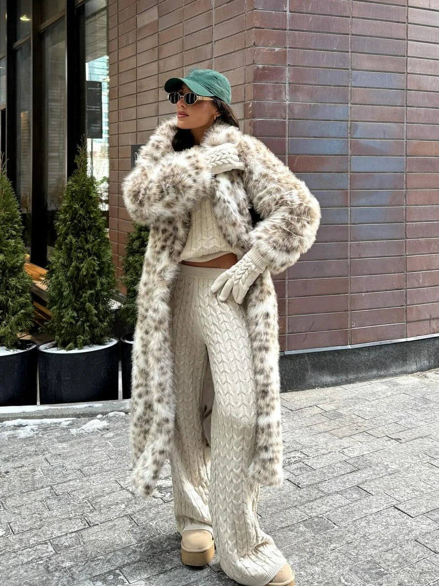 Leopard Muse Longline Faux Mink Coat – Cruelty-Free Luxury