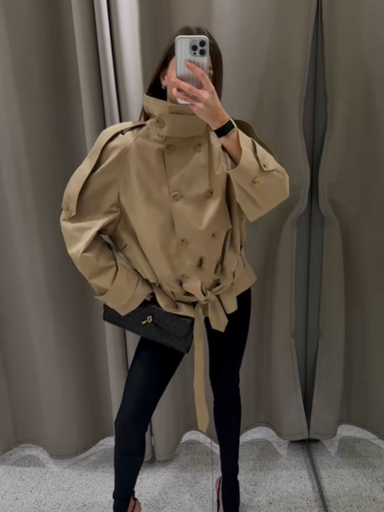 SHORT HIGH NECK TRENCH COAT
