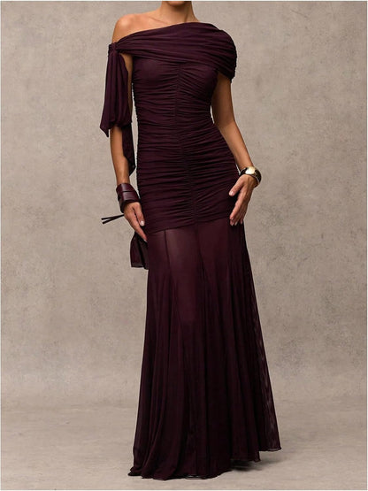 Ravenna One-Shoulder Ruched Gown