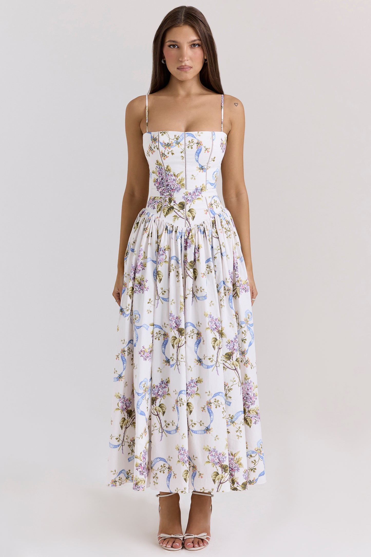 Ysabella print cotton midi sundress