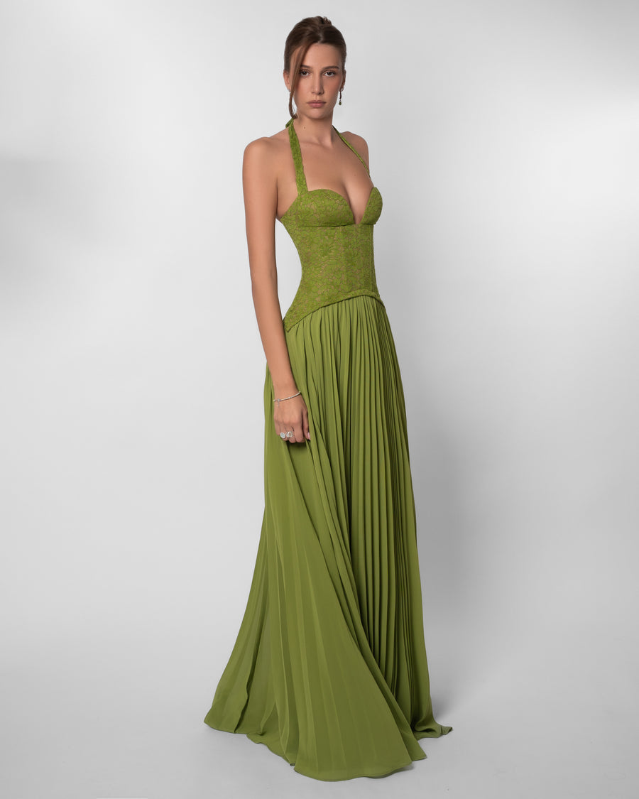 The Drape-Neck Sculpted Maxi Dress