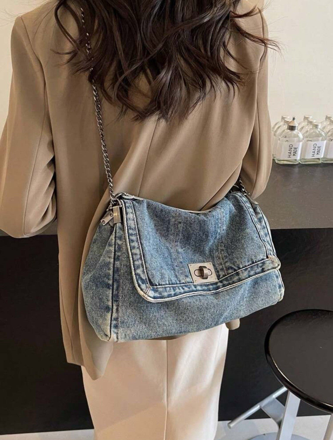L'Essence Denim Chain Bag