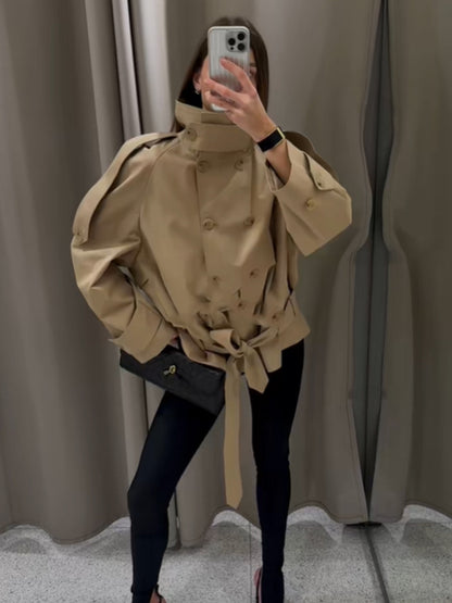 SHORT HIGH NECK TRENCH COAT