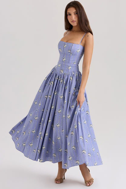 Ysabella print cotton midi sundress