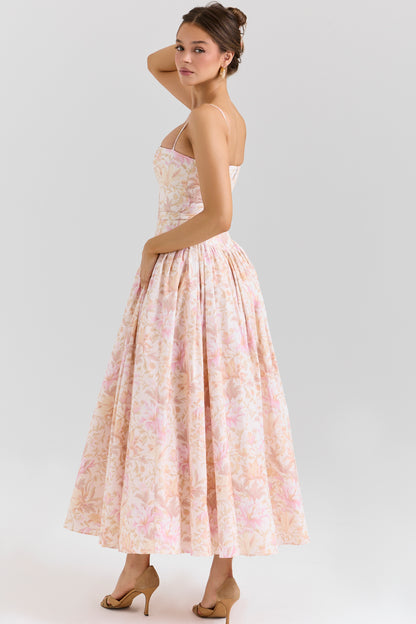 Ysabella print cotton midi sundress