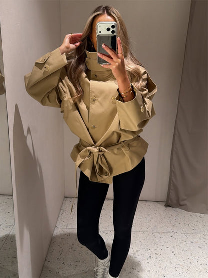 SHORT HIGH NECK TRENCH COAT