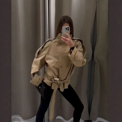 SHORT HIGH NECK TRENCH COAT