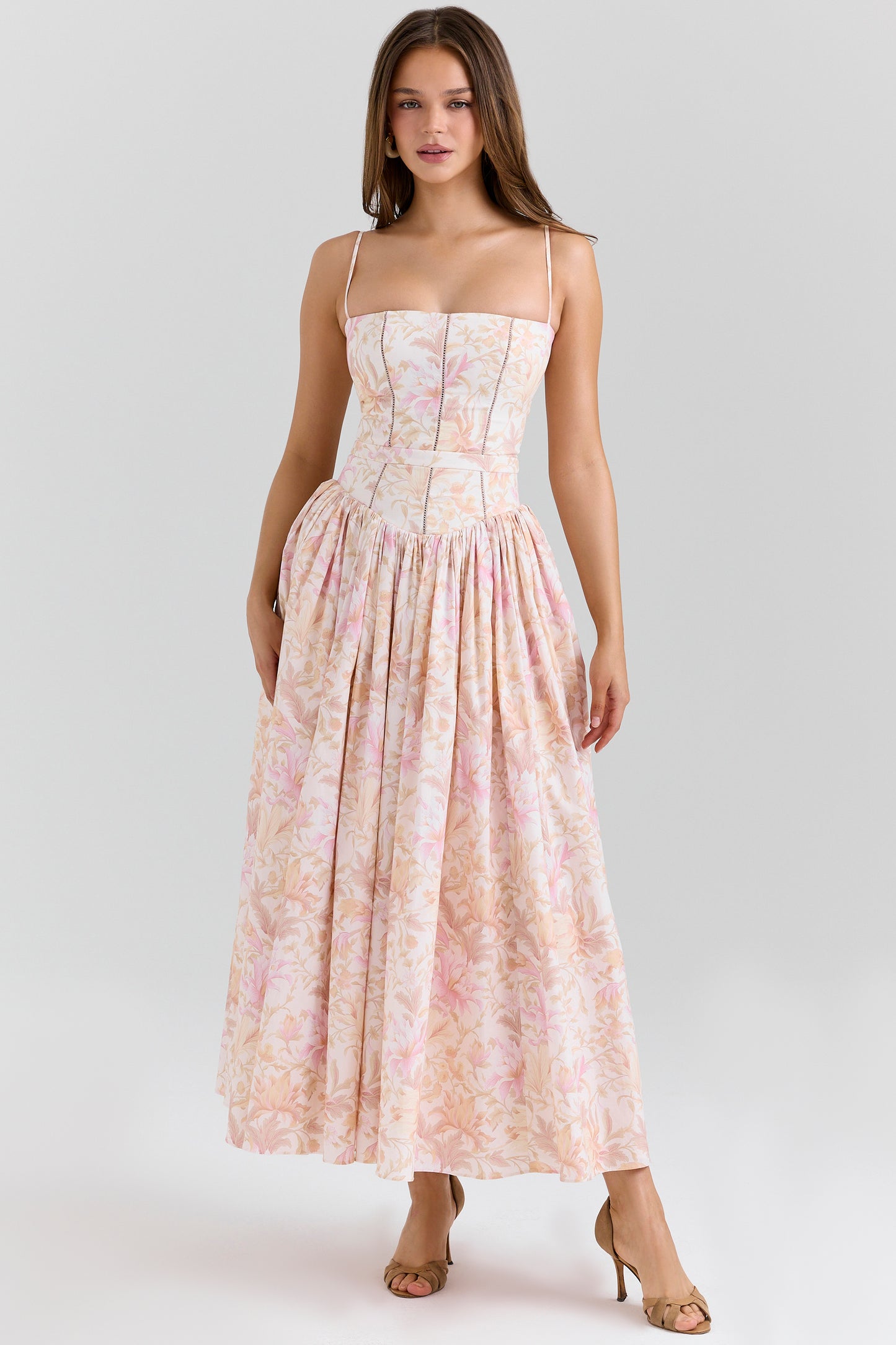 Ysabella print cotton midi sundress