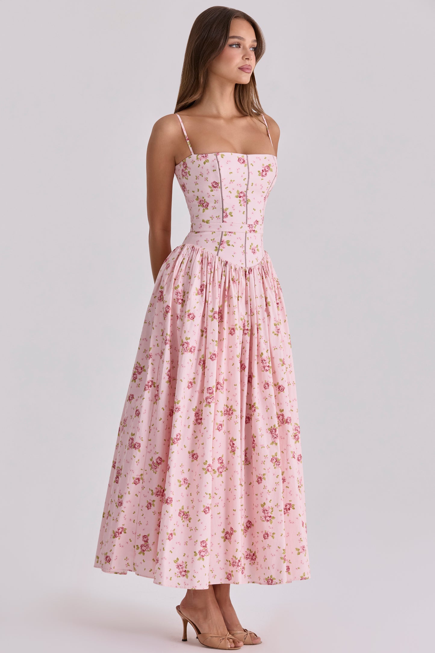 Ysabella print cotton midi sundress