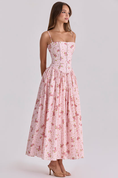Ysabella print cotton midi sundress