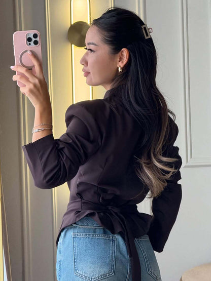 Tricia Structured Shoulder Cinched Blazer