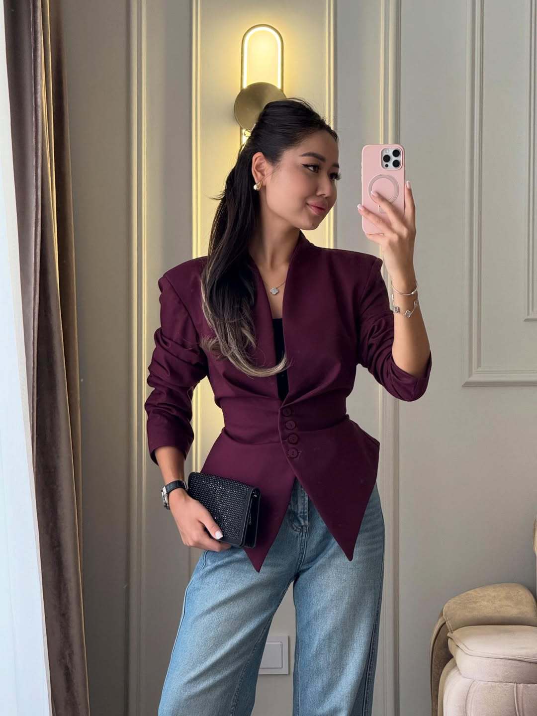 Tricia Structured Shoulder Cinched Blazer