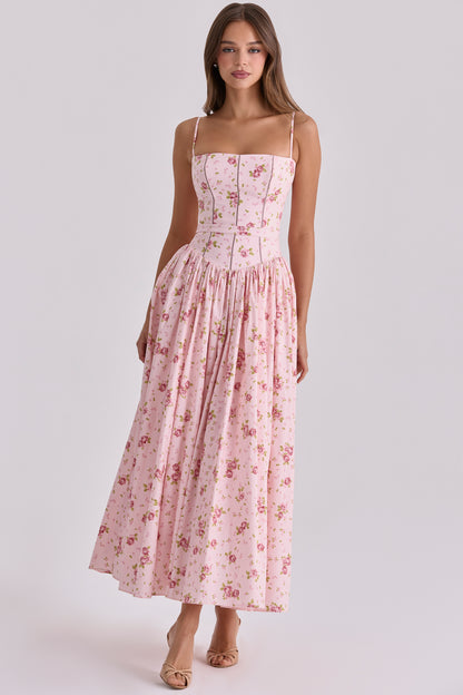 Ysabella print cotton midi sundress