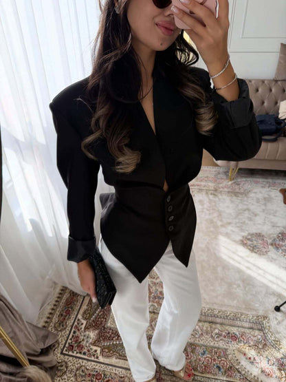 Tricia Structured Shoulder Cinched Blazer