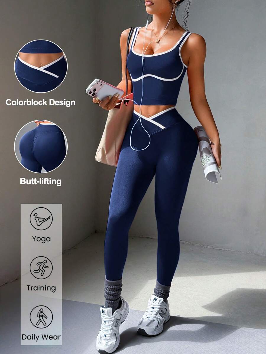 Women's Yoga Colorblock Seamless Sports Set