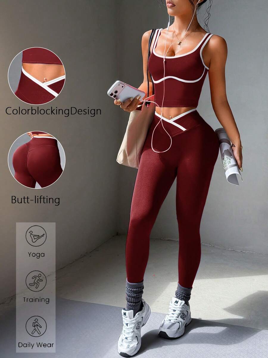 Women's Yoga Colorblock Seamless Sports Set