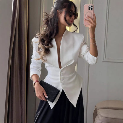 Tricia Structured Shoulder Cinched Blazer