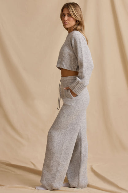 Ribbed Knit Cropped Jumper & Wide-Leg Trouser Set