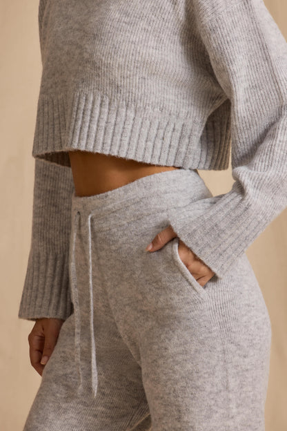 Ribbed Knit Cropped Jumper & Wide-Leg Trouser Set