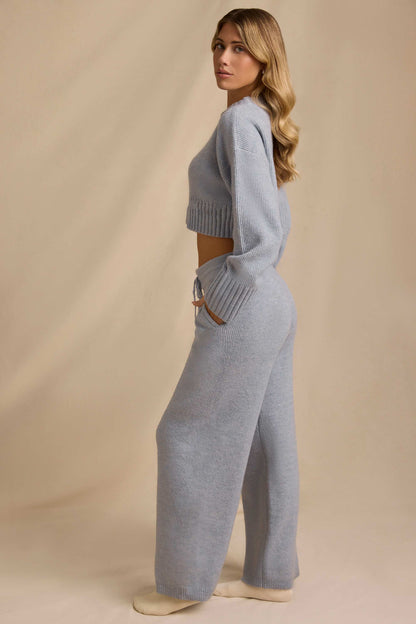 Ribbed Knit Cropped Jumper & Wide-Leg Trouser Set