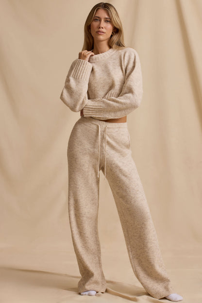 Ribbed Knit Cropped Jumper & Wide-Leg Trouser Set