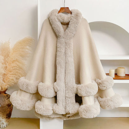 Graceful Knit Faux Fur Cape