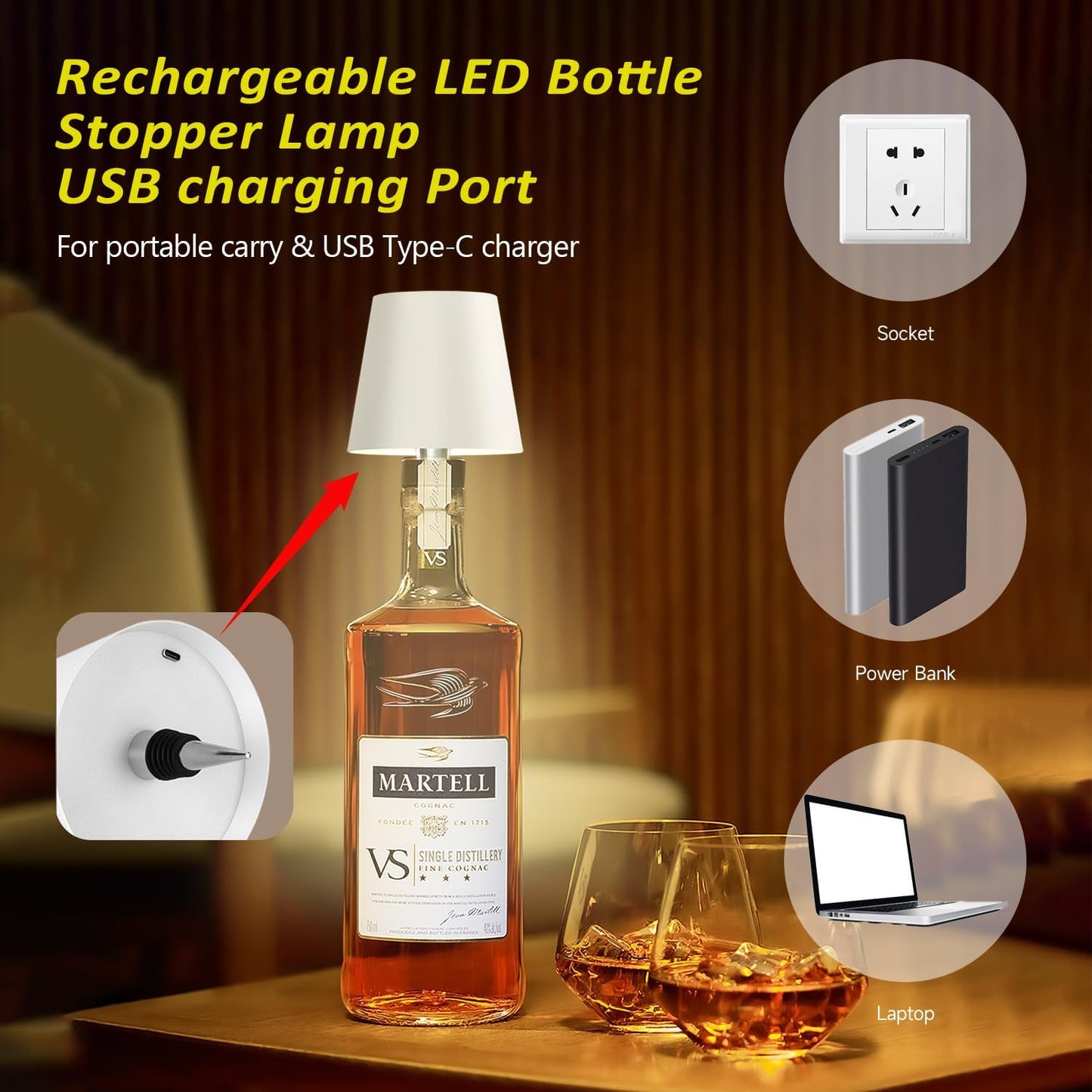 Bottle Lamp – RGB Rechargeable Light for Wine & Whiskey Bottles