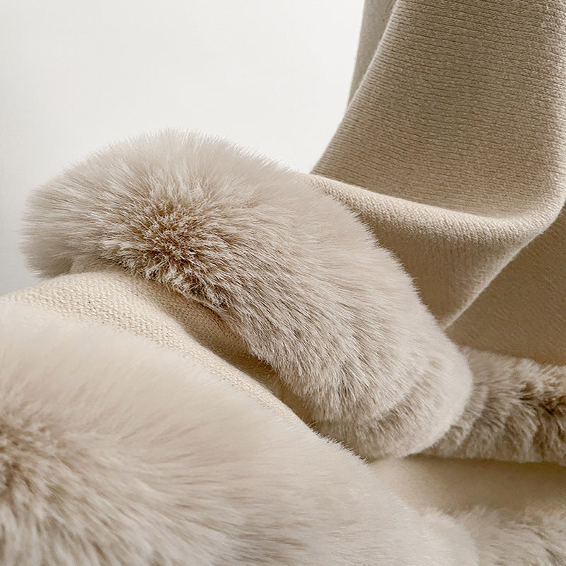 Graceful Knit Faux Fur Cape
