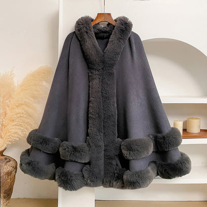 Graceful Knit Faux Fur Cape