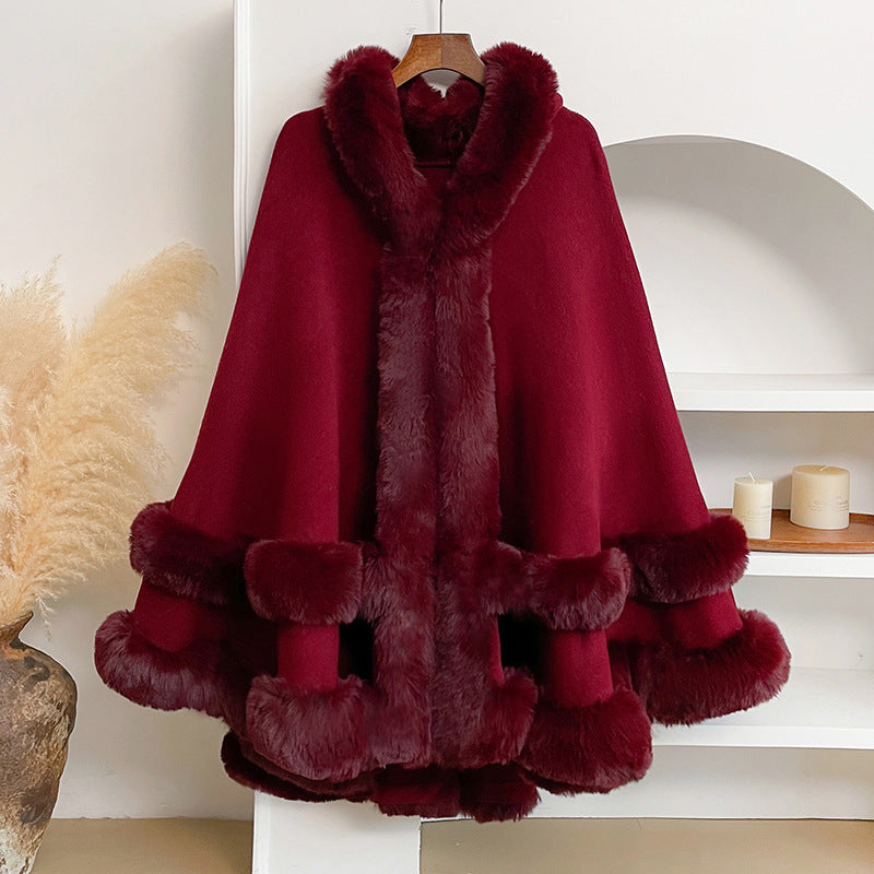 Graceful Knit Faux Fur Cape