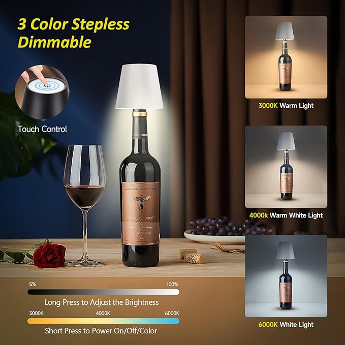 Bottle Lamp – RGB Rechargeable Light for Wine & Whiskey Bottles
